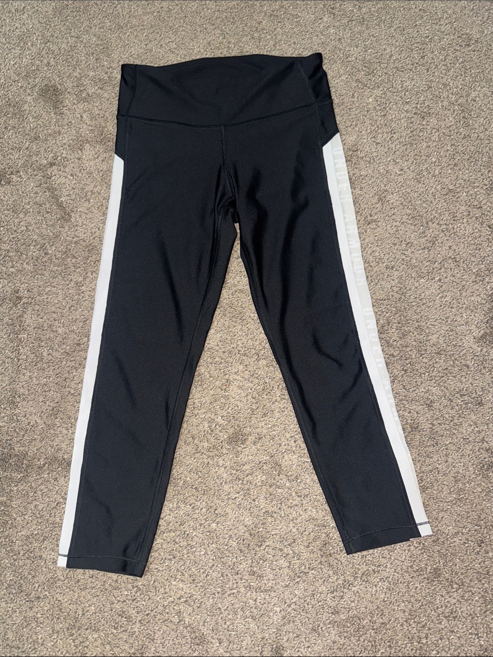 Under Armour Black Leggings with White Side Stripe